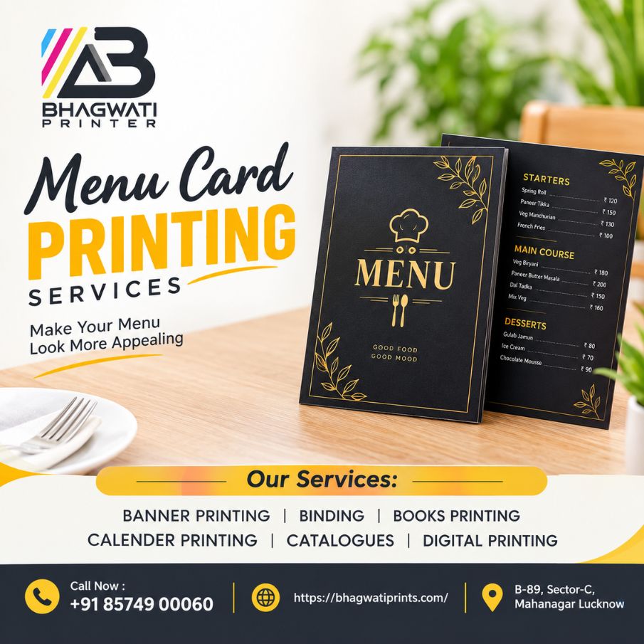 Menu Card Printing Services